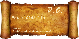 Petik Ofélia névjegykártya